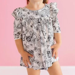 Posh Peanut 3/4 Sleeve Flutter Dress Bummie Set Outlet