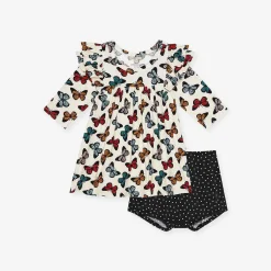 Posh Peanut 3/4 Sleeve Flutter Dress Bummie Set Outlet