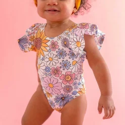 Posh Peanut Flutter Sleeve One Piece Swimsuit Discount
