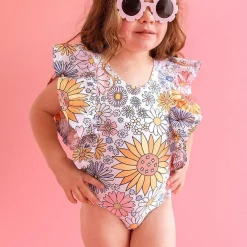 Posh Peanut Flutter Sleeve One Piece Swimsuit Discount