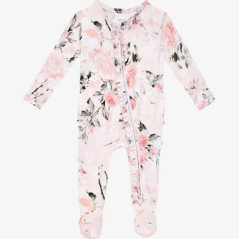 Posh Peanut Footie Ruffled Zippered One Piece Fashion