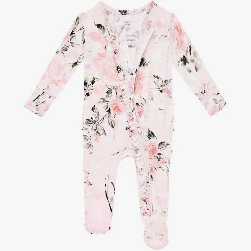 Posh Peanut Footie Ruffled Zippered One Piece Fashion