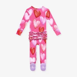 Posh Peanut Footie Ruffled Zippered One Piece New