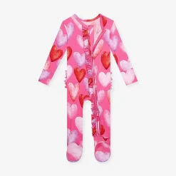 Posh Peanut Footie Ruffled Zippered One Piece New