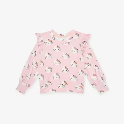 Posh Peanut French Terry Ruffled Sweatshirt Sale