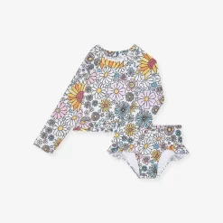 Posh Peanut Long Sleeve Rash Guard Ruffled Bummie Set Flash Sale