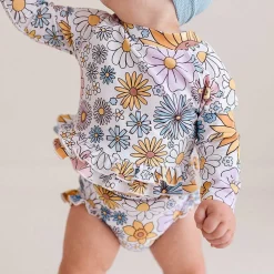 Posh Peanut Long Sleeve Rash Guard Ruffled Bummie Set Flash Sale