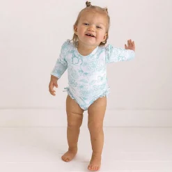 Posh Peanut Long Sleeve Ruffled Rash Guard Swimsuit Sale