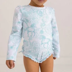 Posh Peanut Long Sleeve Ruffled Rash Guard Swimsuit Sale