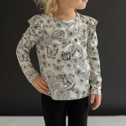 Posh Peanut Long Sleeve Ruffled Shoulder Top Best