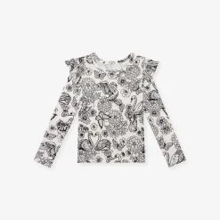 Posh Peanut Long Sleeve Ruffled Shoulder Top Best