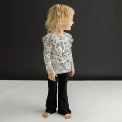 Posh Peanut Long Sleeve Ruffled Shoulder Top Best