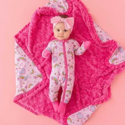 Posh Peanut Minky Ruffled Luxette Patoo® Blanket New