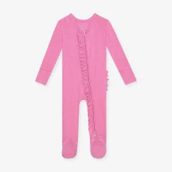 Posh Peanut Pointelle Footie Ruffled Zippered One Piece Outlet