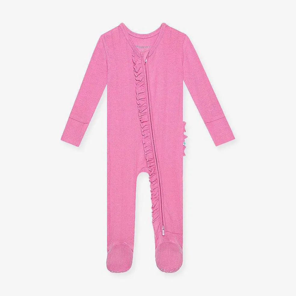Posh Peanut Pointelle Footie Ruffled Zippered One Piece Outlet