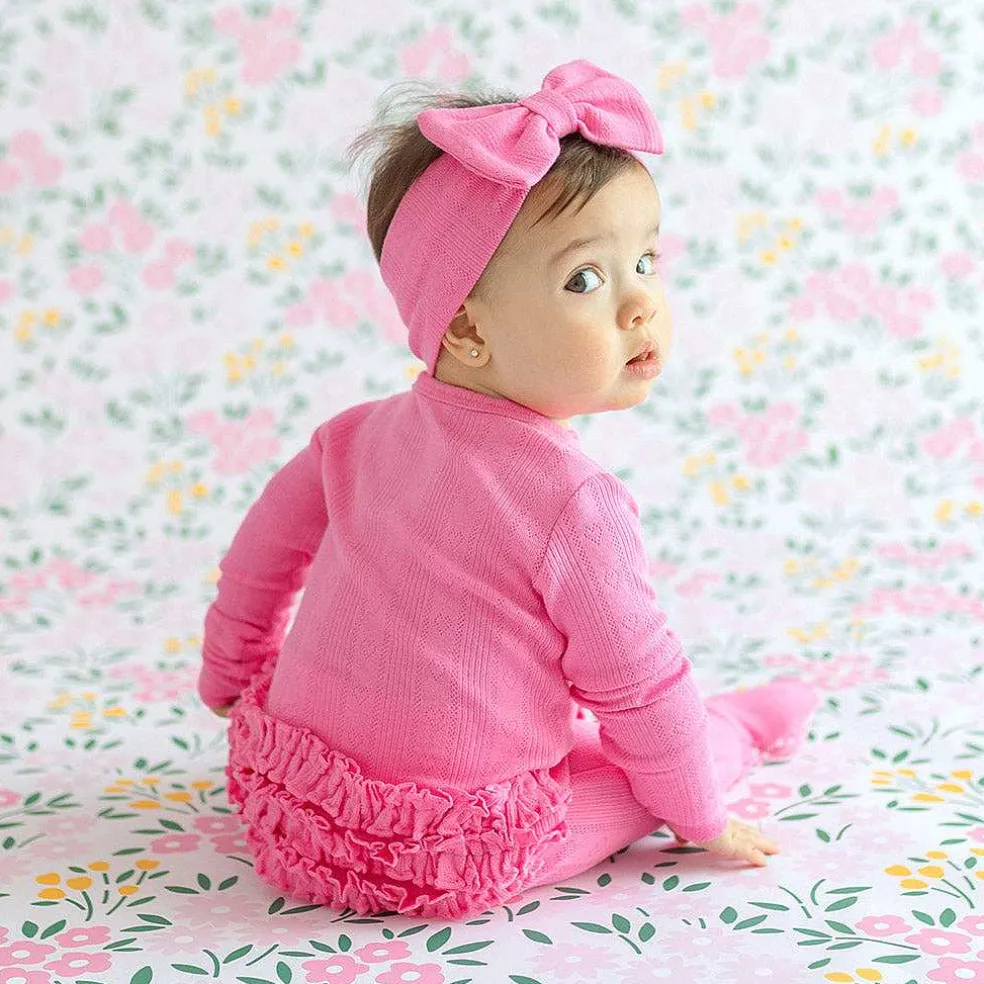 Posh Peanut Pointelle Footie Ruffled Zippered One Piece Outlet