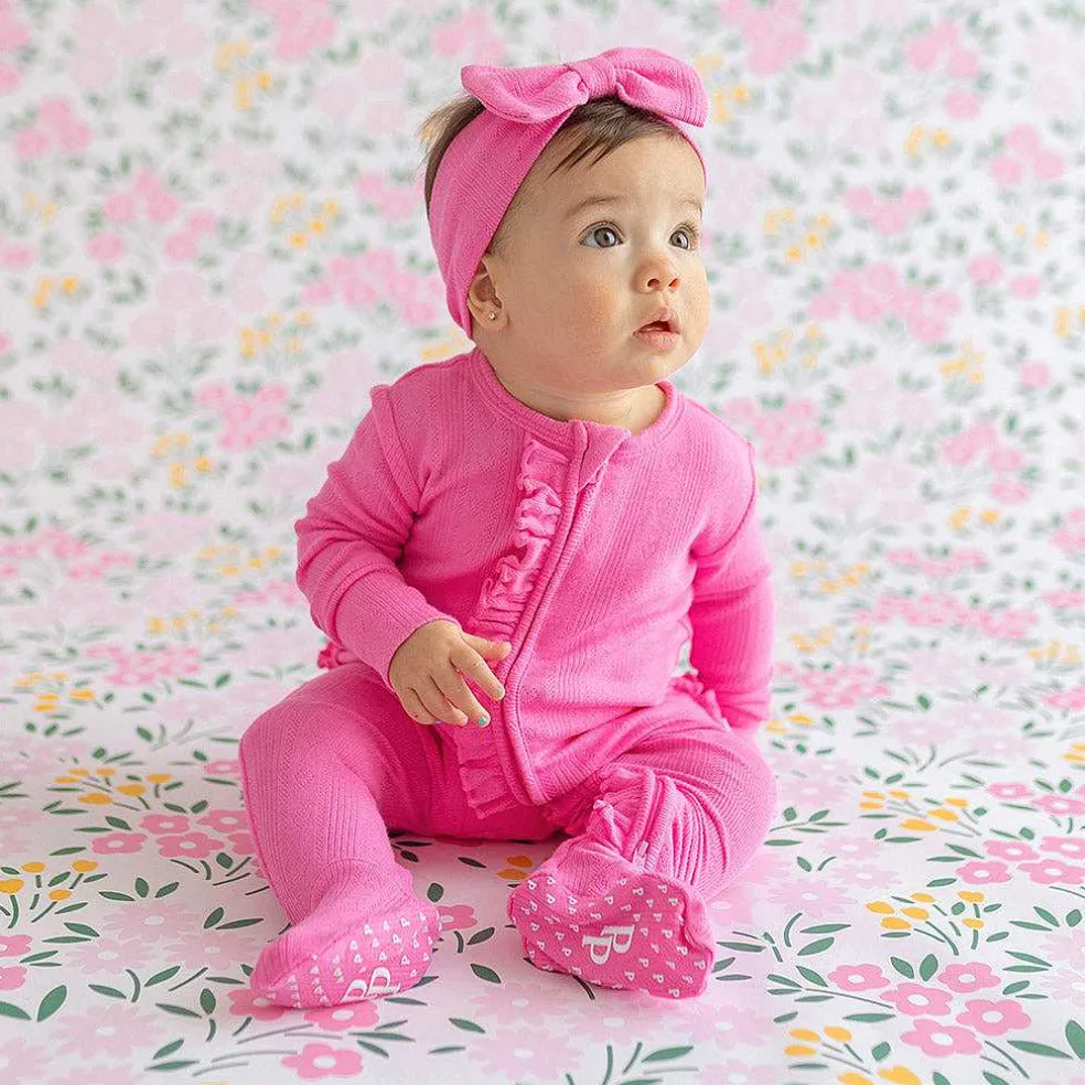 Posh Peanut Pointelle Footie Ruffled Zippered One Piece Outlet
