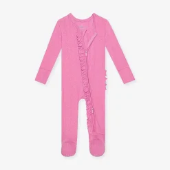 Posh Peanut Pointelle Footie Ruffled Zippered One Piece Outlet