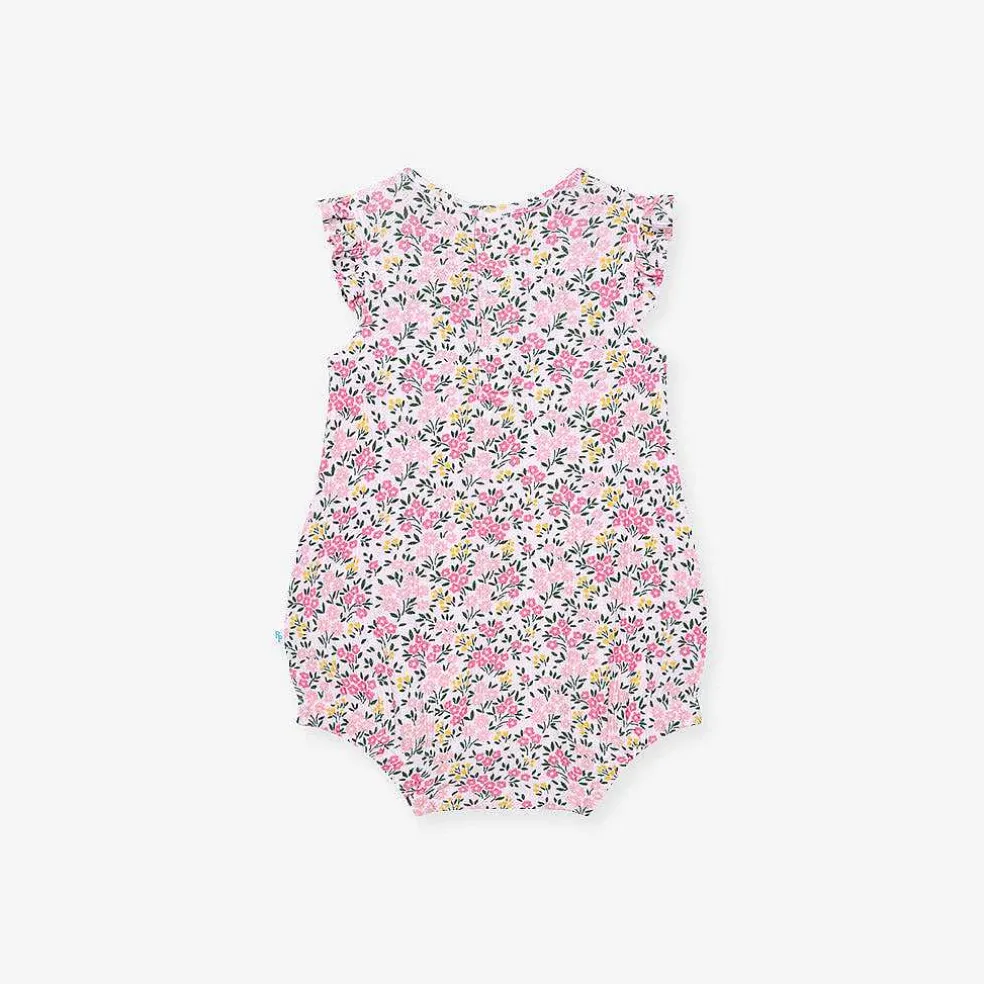 Posh Peanut Pointelle Ruffled Bubble Romper New