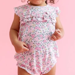 Posh Peanut Pointelle Ruffled Bubble Romper New