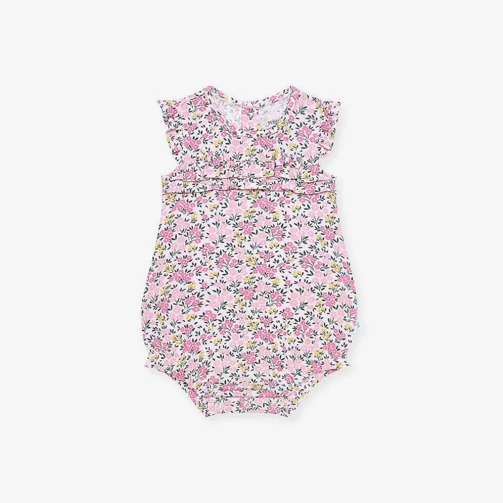 Posh Peanut Pointelle Ruffled Bubble Romper New