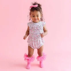Posh Peanut Pointelle Ruffled Bubble Romper New