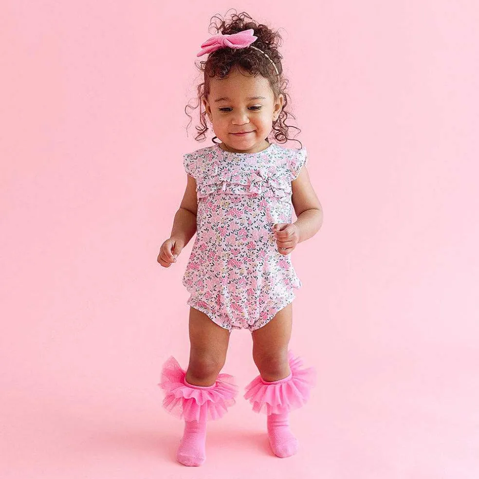 Posh Peanut Pointelle Ruffled Bubble Romper New
