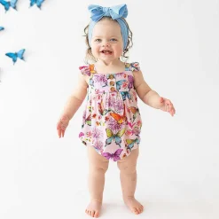 Posh Peanut Ruffled Cap Sleeve Henley Bubble Romper New