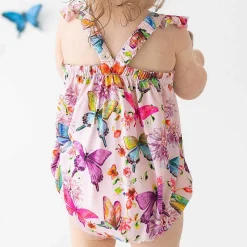 Posh Peanut Ruffled Cap Sleeve Henley Bubble Romper New