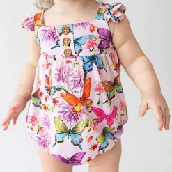 Posh Peanut Ruffled Cap Sleeve Henley Bubble Romper New
