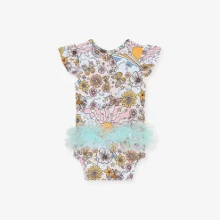 Posh Peanut Ruffled Cap Sleeve Tulle Bodysuit Best Sale
