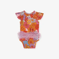 Posh Peanut Ruffled Cap Sleeve Tulle Bodysuit Cheap