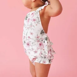 Posh Peanut Ruffled Strap Bubble Romper Hot