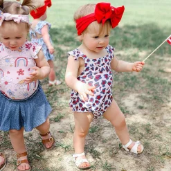 Posh Peanut Ruffled Strap Bubble Romper Hot