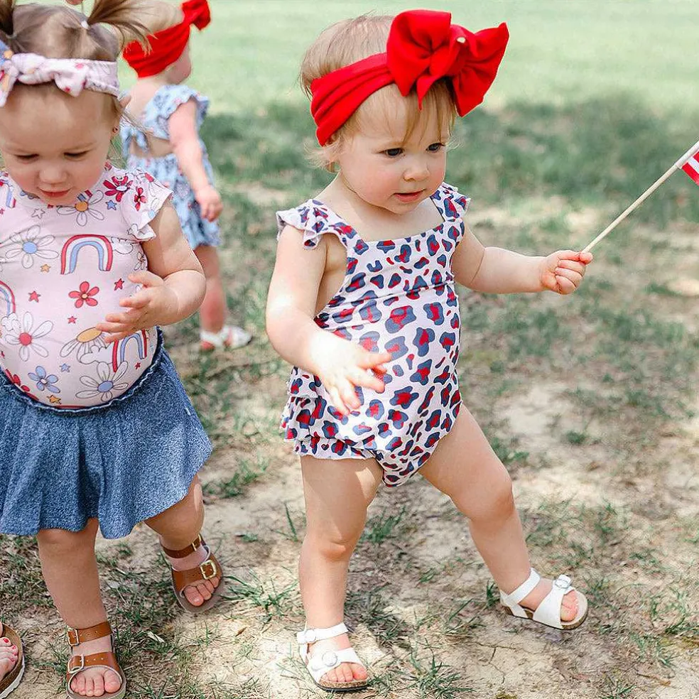 Posh Peanut Ruffled Strap Bubble Romper Hot
