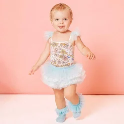 Posh Peanut Ruffled Tulle Sleeveless Bodysuit Best Sale