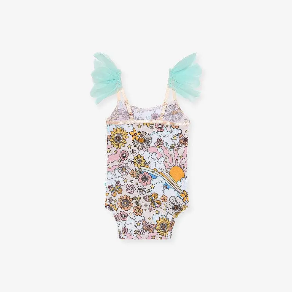 Posh Peanut Ruffled Tulle Sleeveless Bodysuit Best Sale