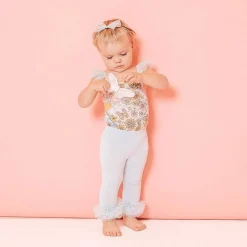 Posh Peanut Ruffled Tulle Sleeveless Bodysuit Best Sale