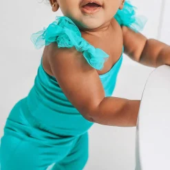 Posh Peanut Ruffled Tulle Sleeveless Bodysuit New