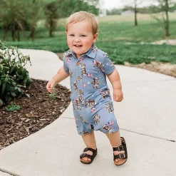 Posh Peanut Short Sleeve Collared Henley Shortall Flash Sale