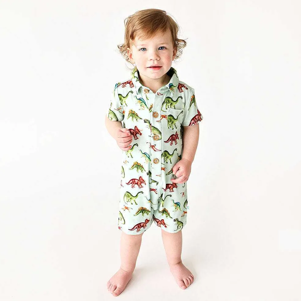 Posh Peanut Short Sleeve Collared Henley Shortall Clearance