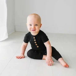 Posh Peanut Short Sleeve Henley Romper Sale