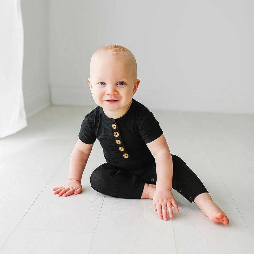 Posh Peanut Short Sleeve Henley Romper Sale