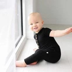Posh Peanut Short Sleeve Henley Romper Sale