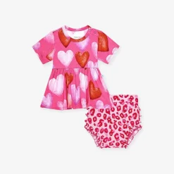 Posh Peanut Short Sleeve Peplum Ruffled Bummie Set Best