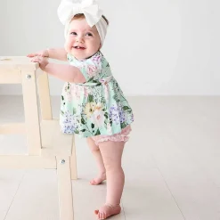 Posh Peanut Short Sleeve Peplum Ruffled Bummie Set Hot