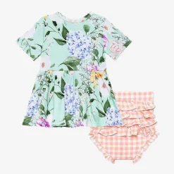 Posh Peanut Short Sleeve Peplum Ruffled Bummie Set Hot