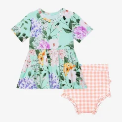 Posh Peanut Short Sleeve Peplum Ruffled Bummie Set Hot