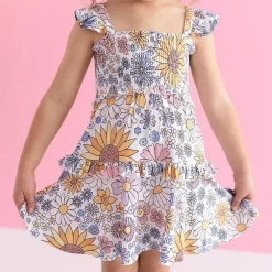 Posh Peanut Smocked Babydoll Dress New