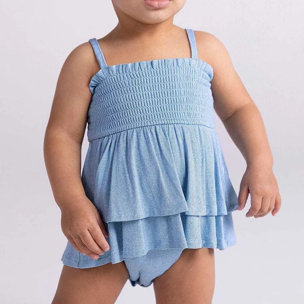 Posh Peanut Smocked Tiered Bodysuit Dress Shop